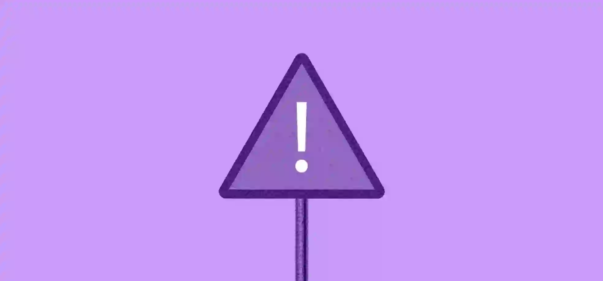 a warning sign on a purple background