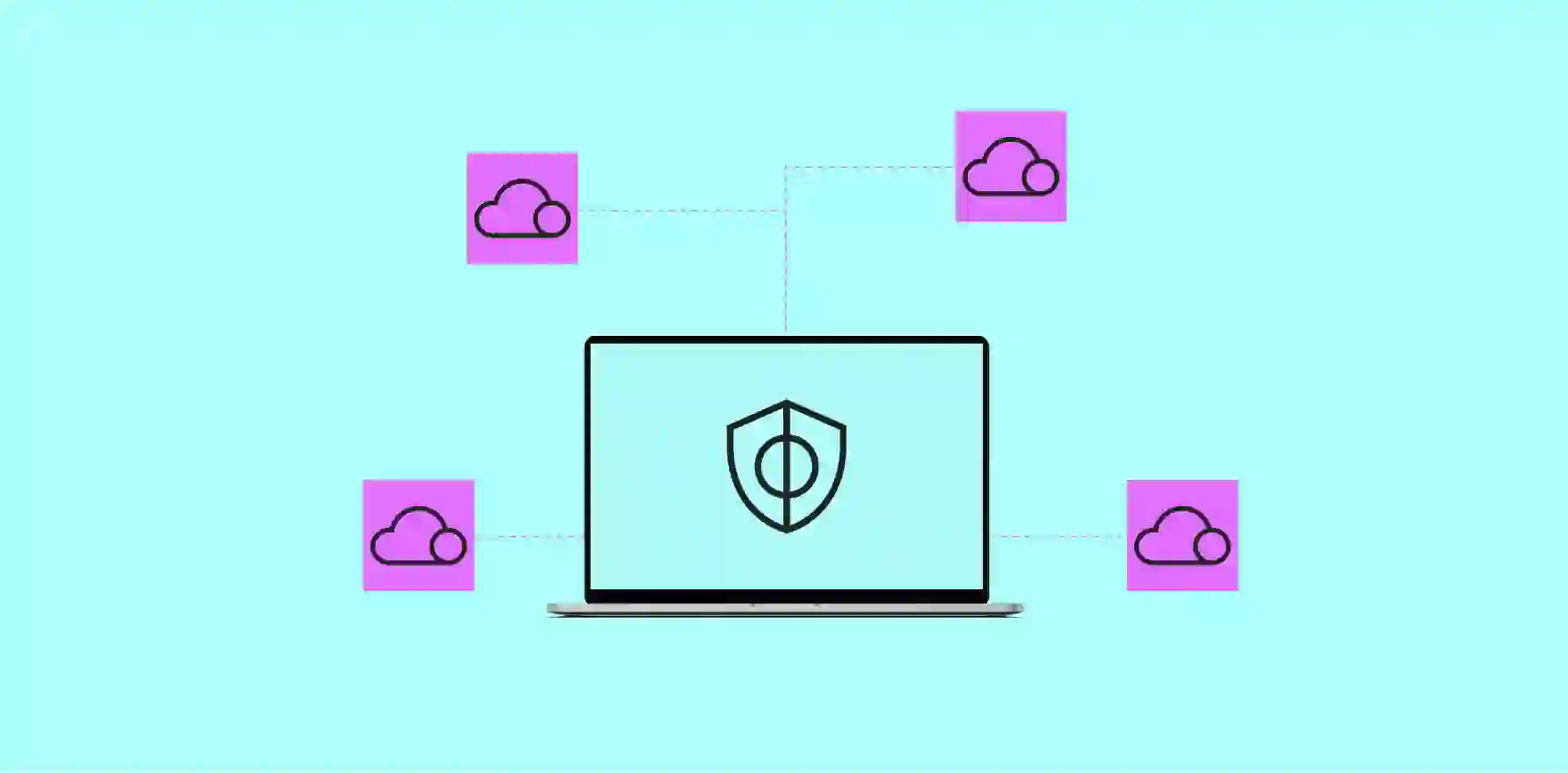 a laptop connected with cloud icons