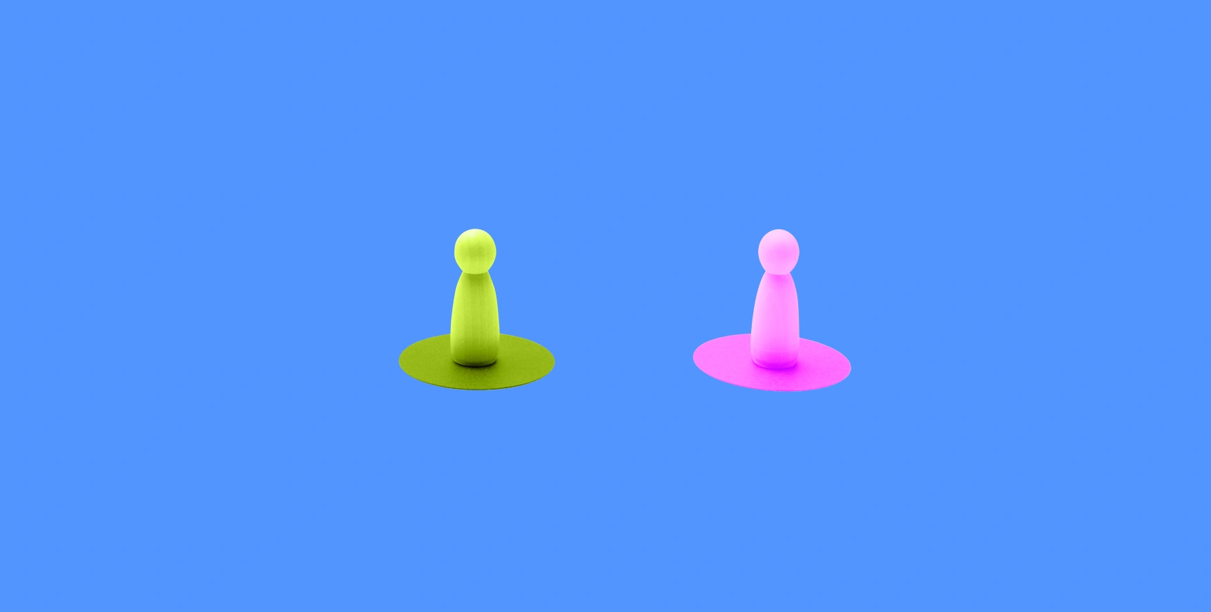 red and blue figurines on blue background