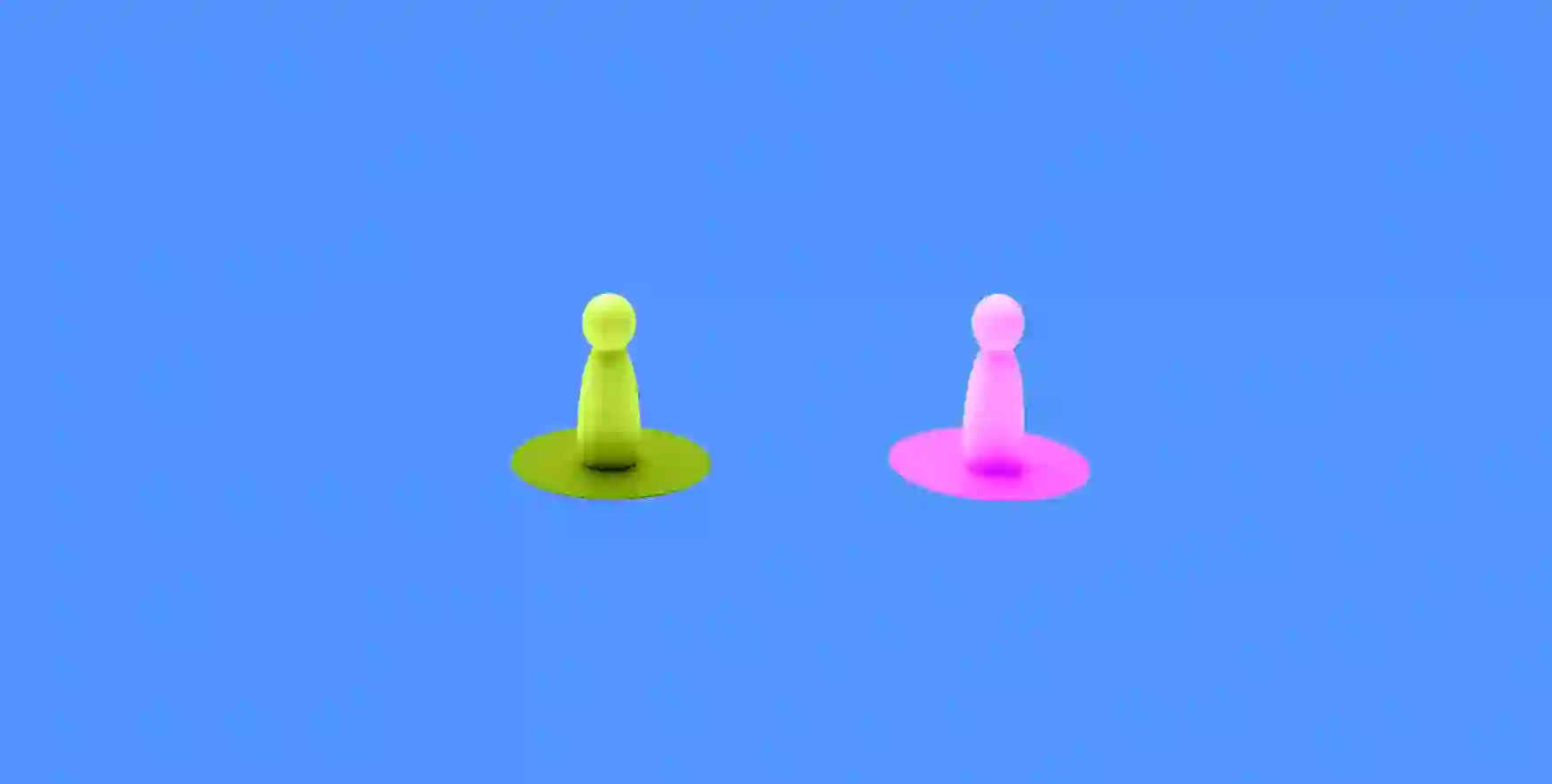 red and blue figurines on blue background