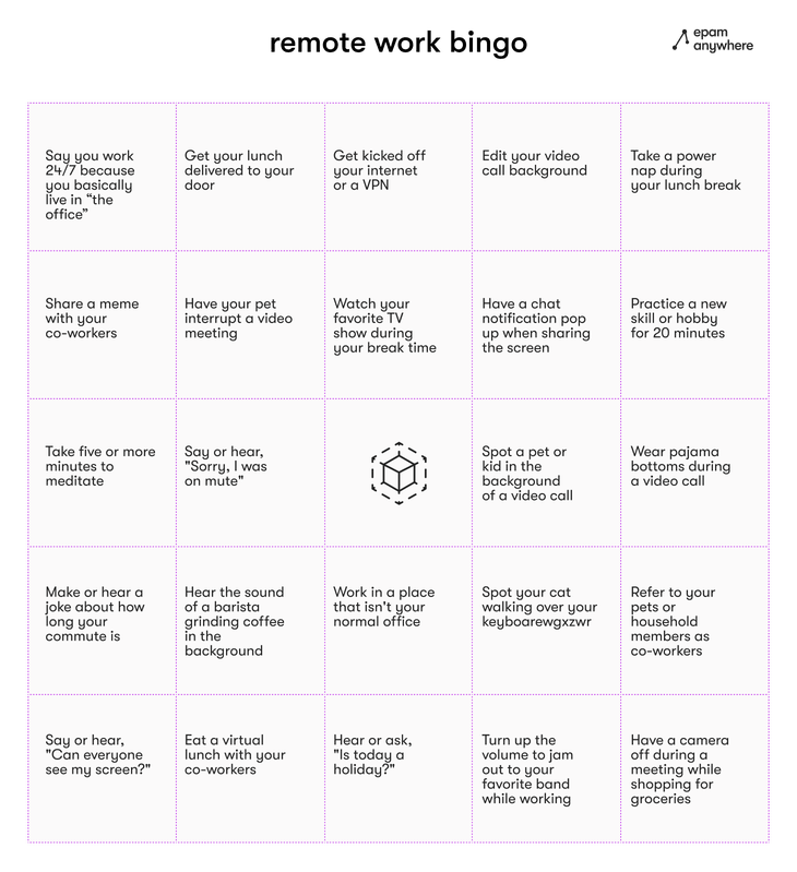 How to Play Remote Work Bingo | EPAM Anywhere