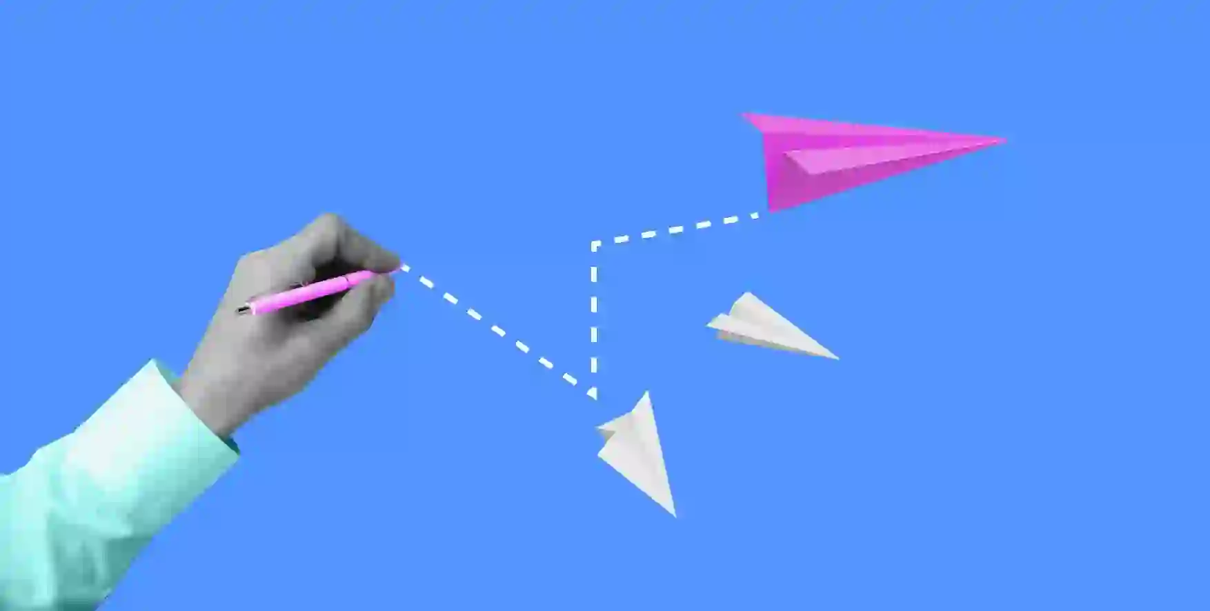 paper airplanes fly in different directions
