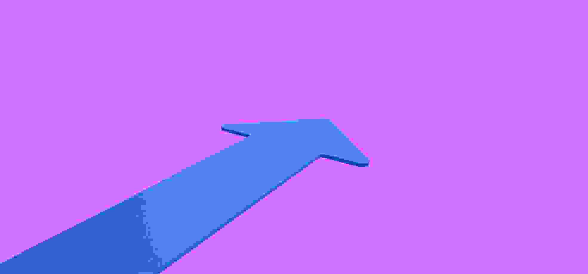 a wide blue arrow on purple background