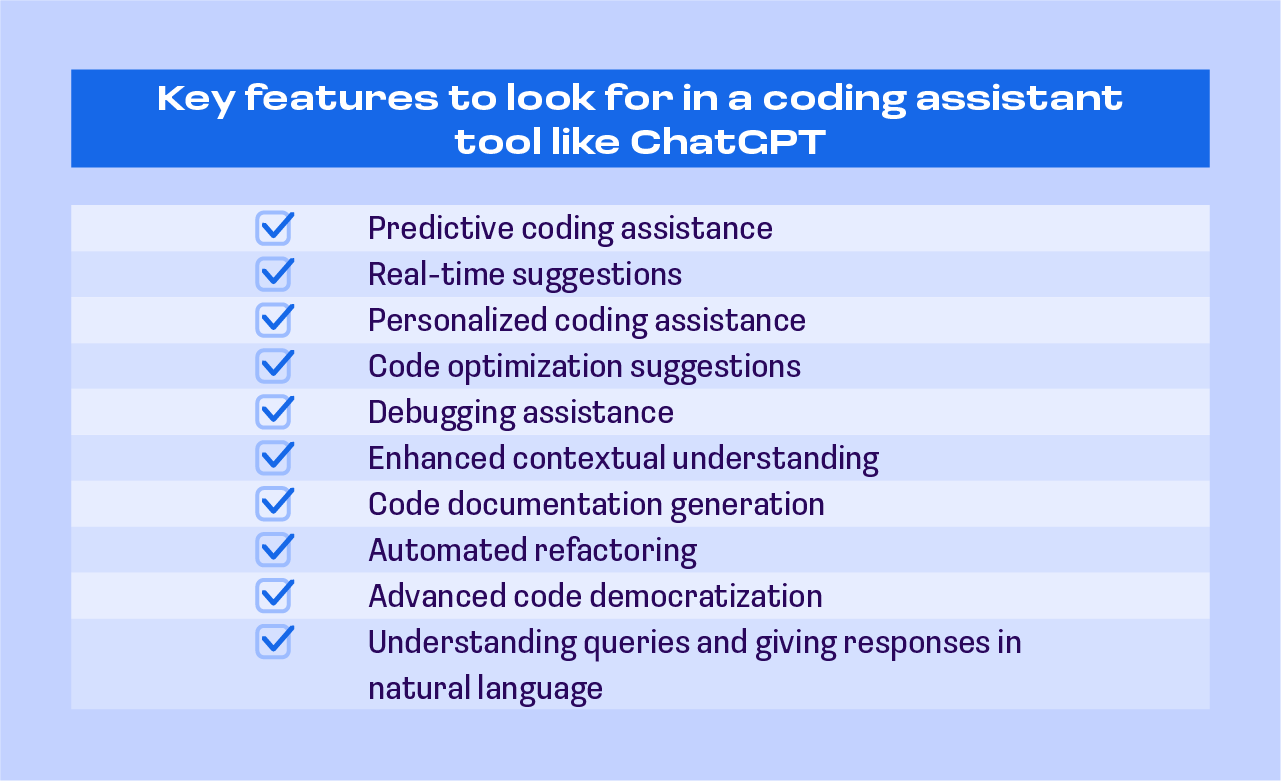 codificación de IA como ChatGPT: características clave que debes buscar