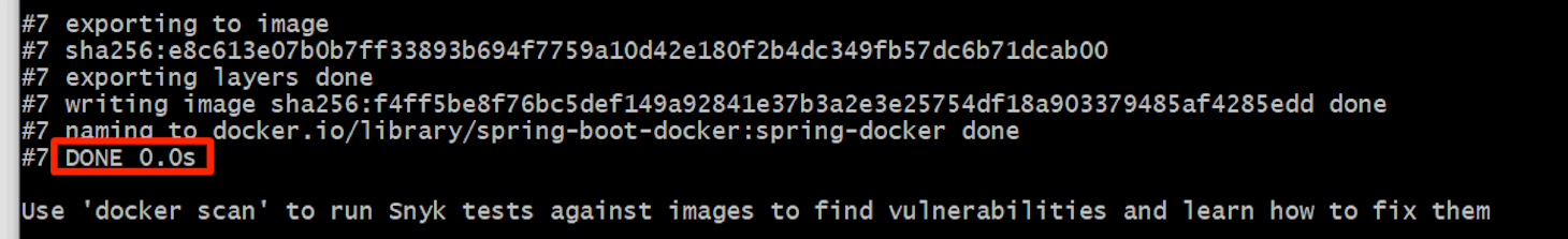 Una captura de pantalla de cómo verificar una imagen de Docker de Spring Boot en el repositorio