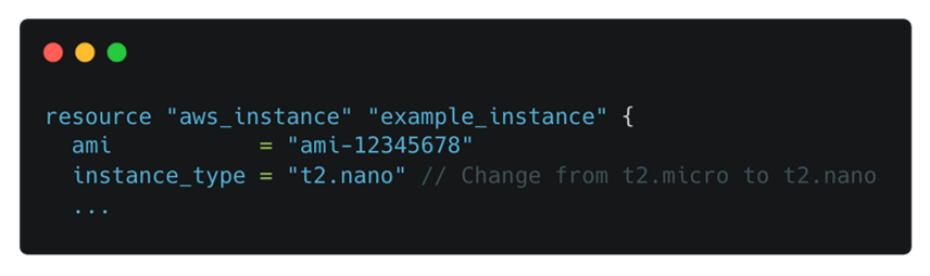 Terraform desired state for t2.nano instance