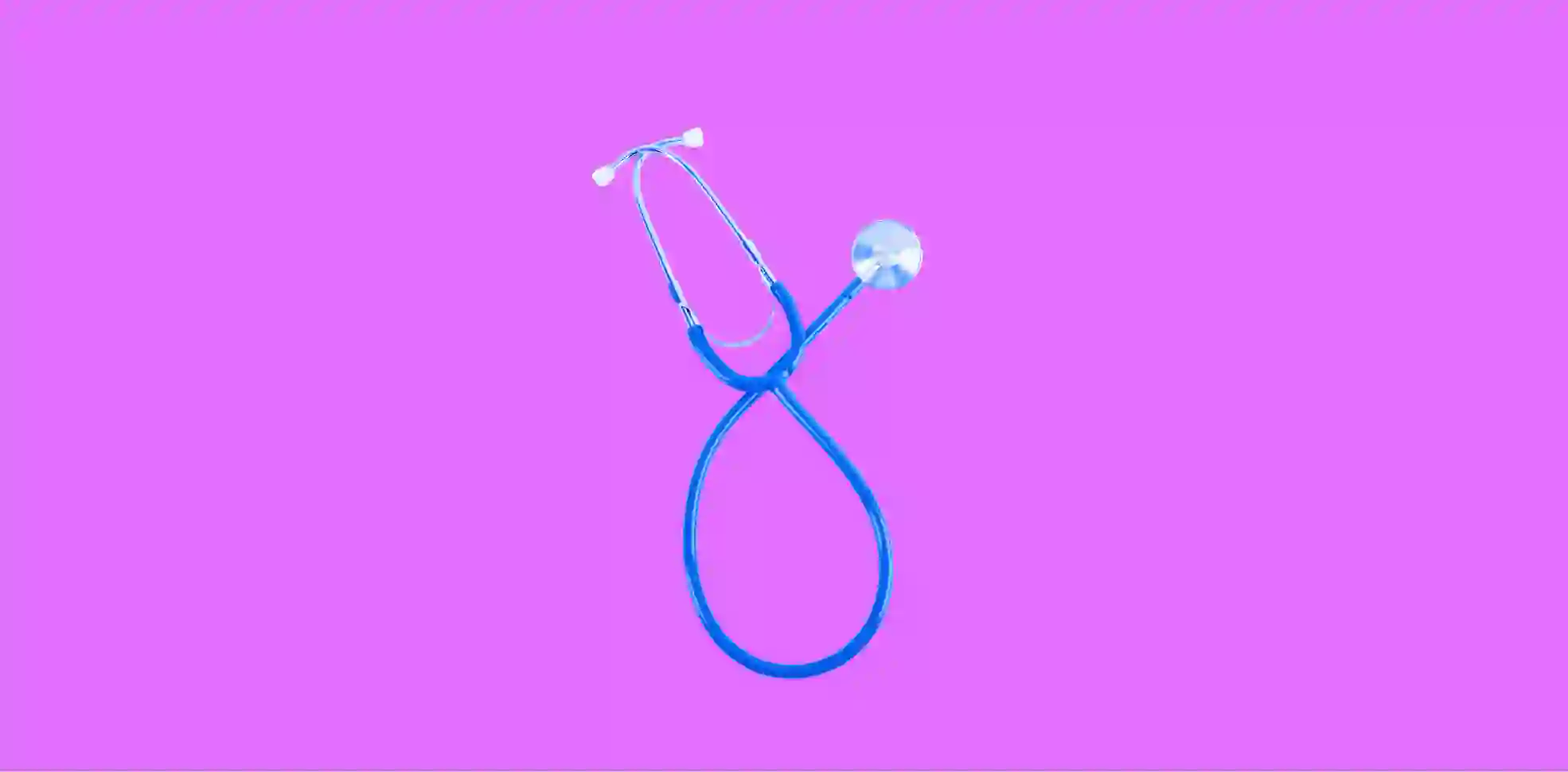 a stethoscope on purple background