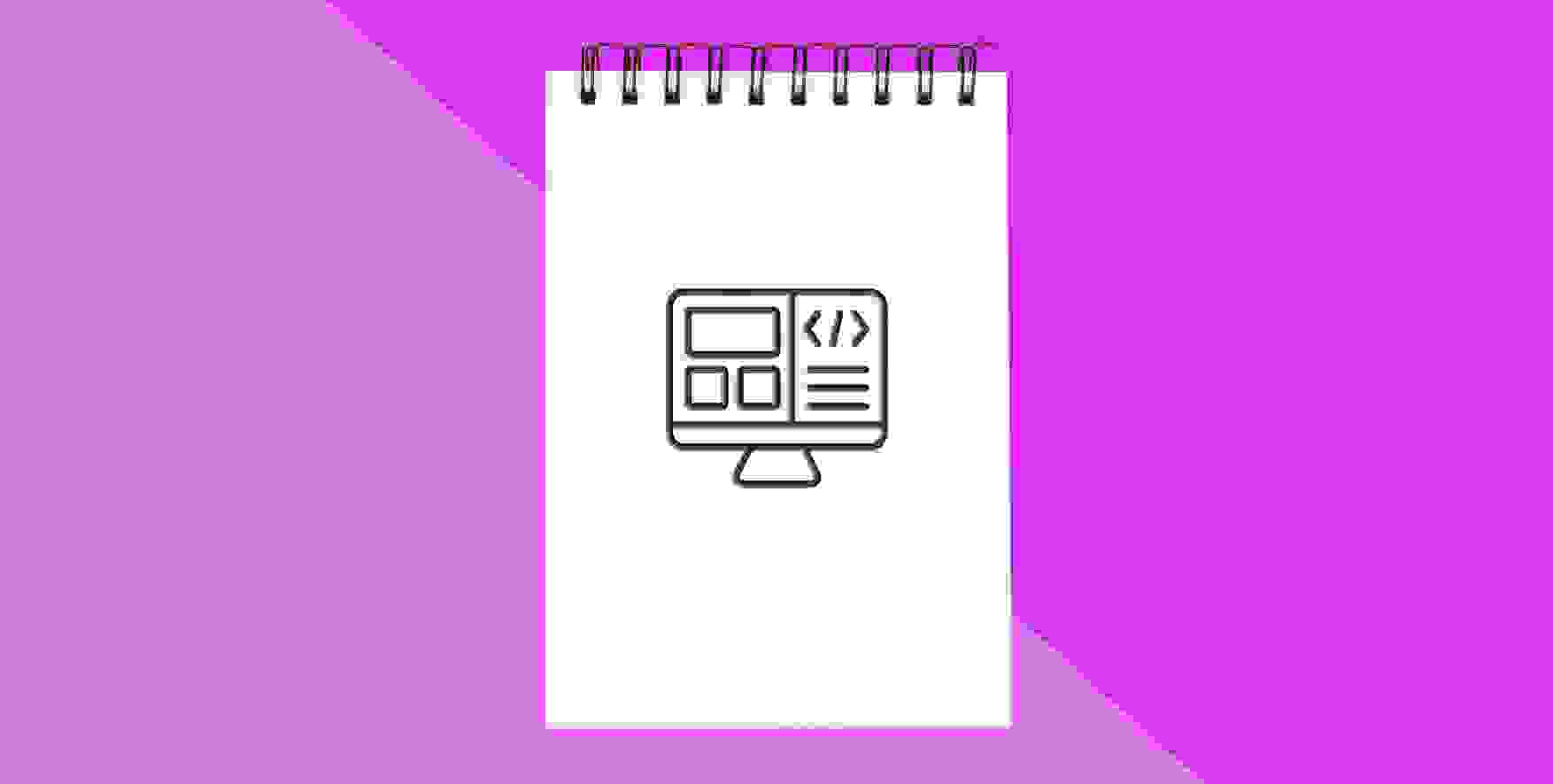 símbolo de diseño del sitio en un bloc de notas