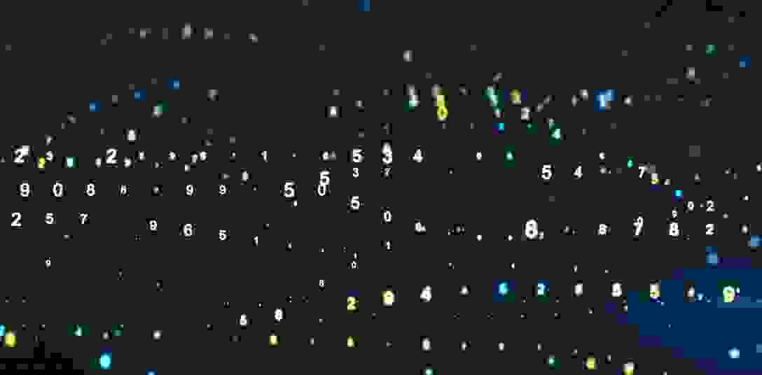 Digital code on the dark blue background