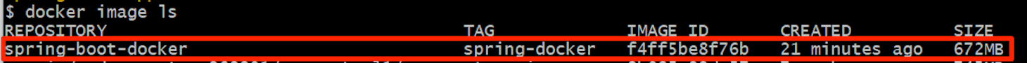 Una captura de pantalla de cómo verificar una imagen de Docker de Spring Boot en el repositorio