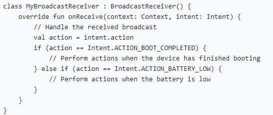 Example of a BroadcastReceiver implementation