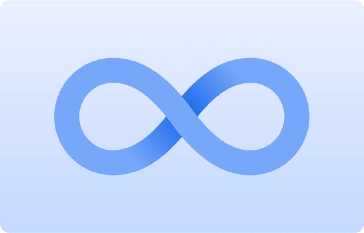 The image shows a blue infinity symbol that represents the continuous nature of DevOps processes.