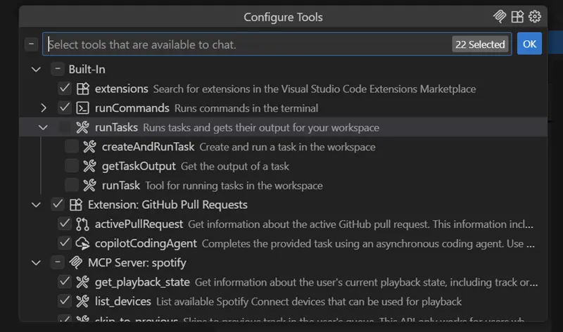 Tool picker tree screenshot