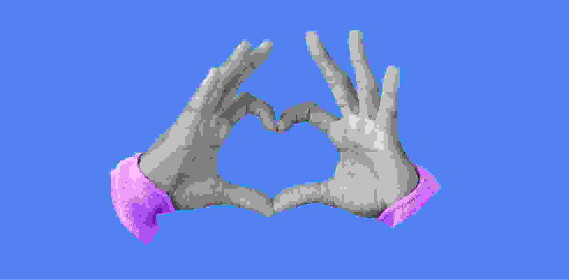 two hands on the blue background