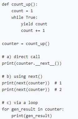 Example of Python's generators and the `yield` keyword