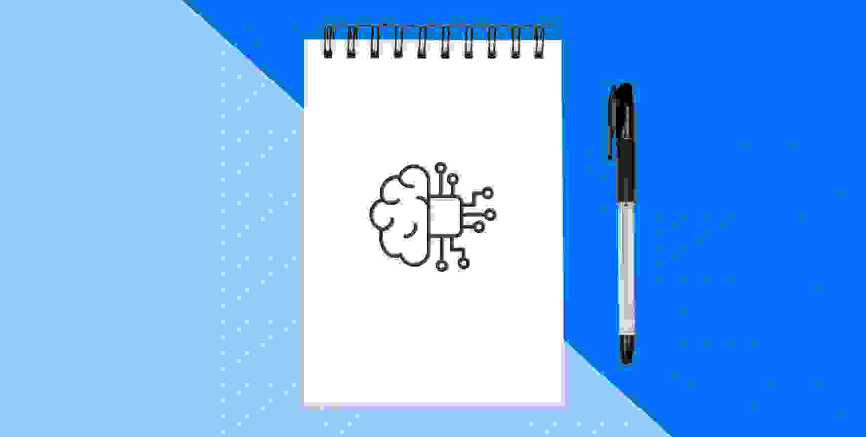 símbolo de aprendizaje automático en un bloc de notas