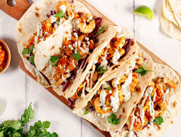 Mango Chipotle Prawn Tacos