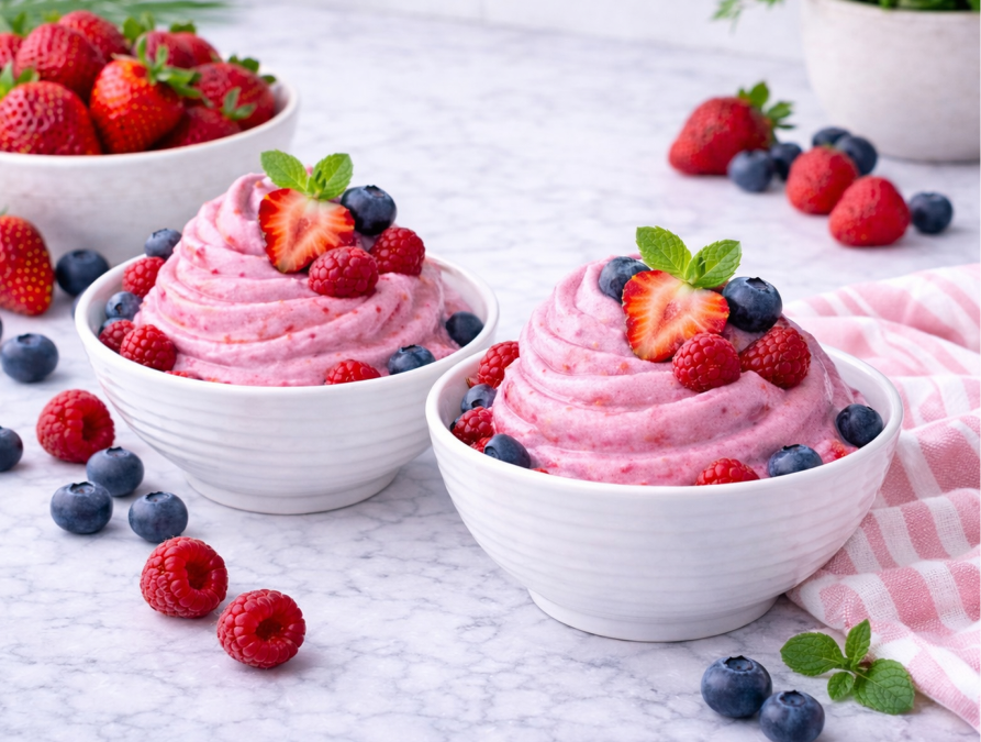 Yaourt glacé aux fruits rouges sans produits laitiers