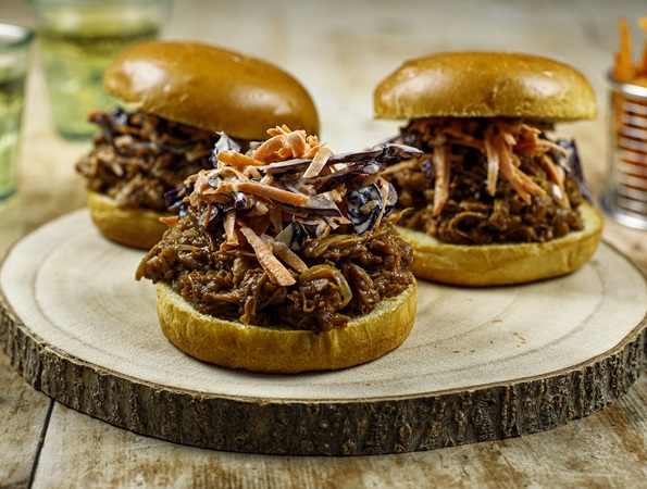 Pulled Jackfruit Buns with Honey Whiskey BBQ Sauce