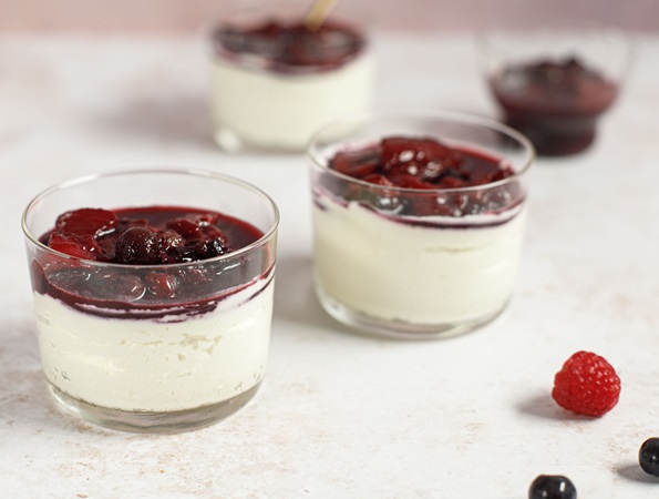 Honey Ricotta Mousse with Berry Compote