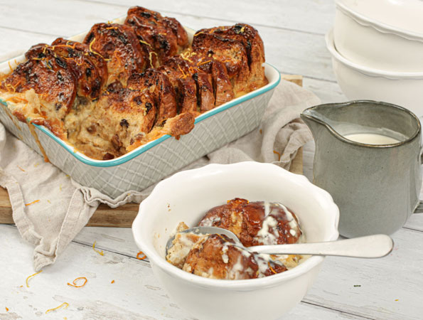 Hot Cross Bun and Butter Pudding