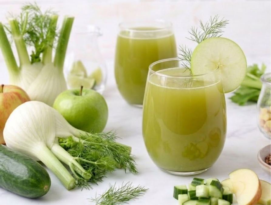 Succo di mela, finocchi e cetrioli