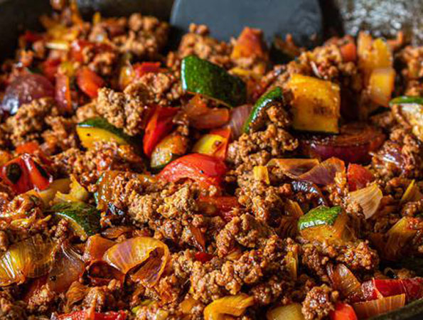 Poêlée de bœuf haché aux poivrons