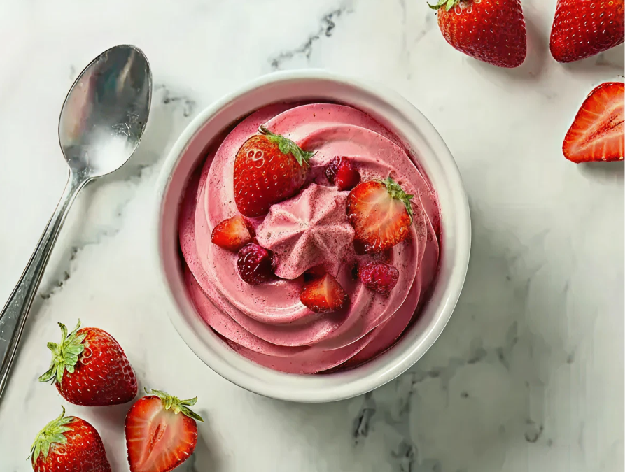 Yaourt glacé aux fraises fraîches