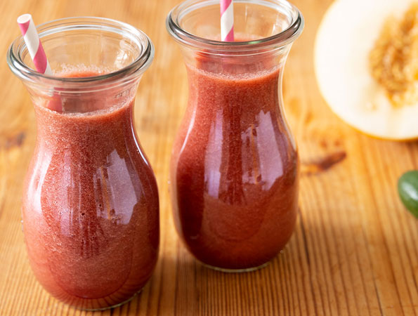 Smoothie with melon, cucumber, beetroot and apple juice