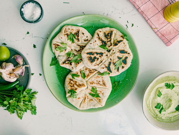 Halloumi and Greens Gözleme with Chilli Lime Tahini