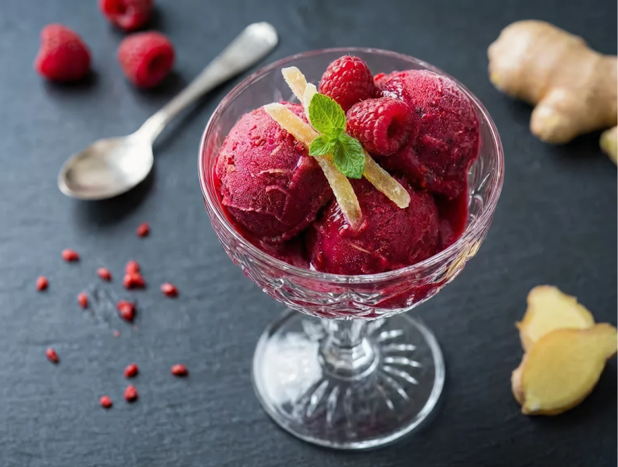 Sorvete de Framboesa e Gengibre