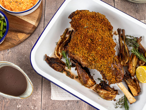 Roasted Lamb with Fennel and Herb Crumb