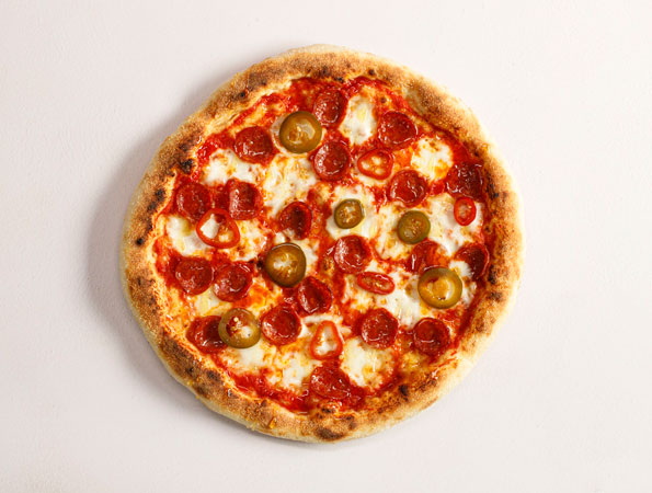 Pepperoni, Pickled Chilli and Hot Honey Pizza