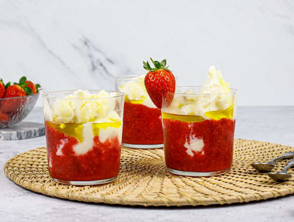 Ricotta Gelato with Strawberries and Olive Oil