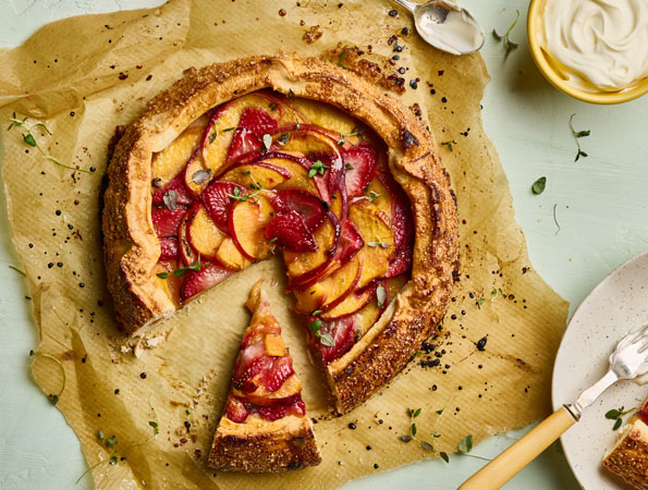 Peach and Strawberry Galette with Fresh Thyme