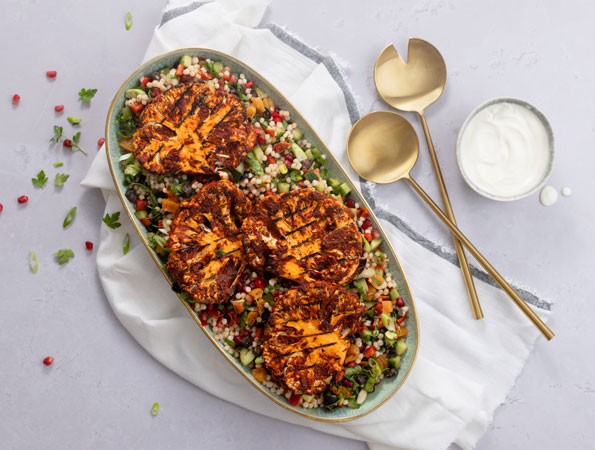 BBQ’d Cauliflower with Jewelled Couscous