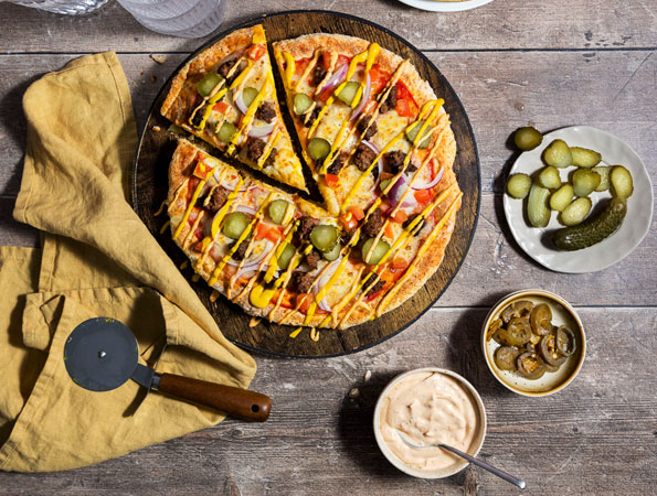 High-Protein Loaded Cheeseburger Pizza
