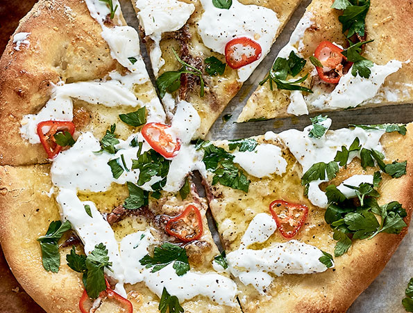 Burrata and Anchovy Pizza