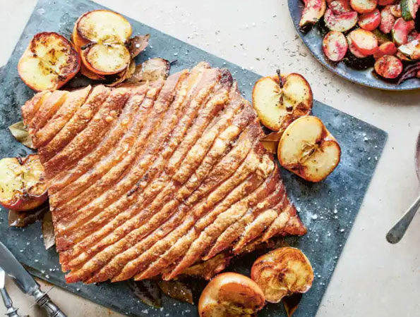 Slow-Cooked Pork Belly with Roasted Apple Ketchup by Theo Michaels