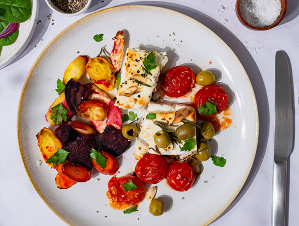 Baked feta & root veggies