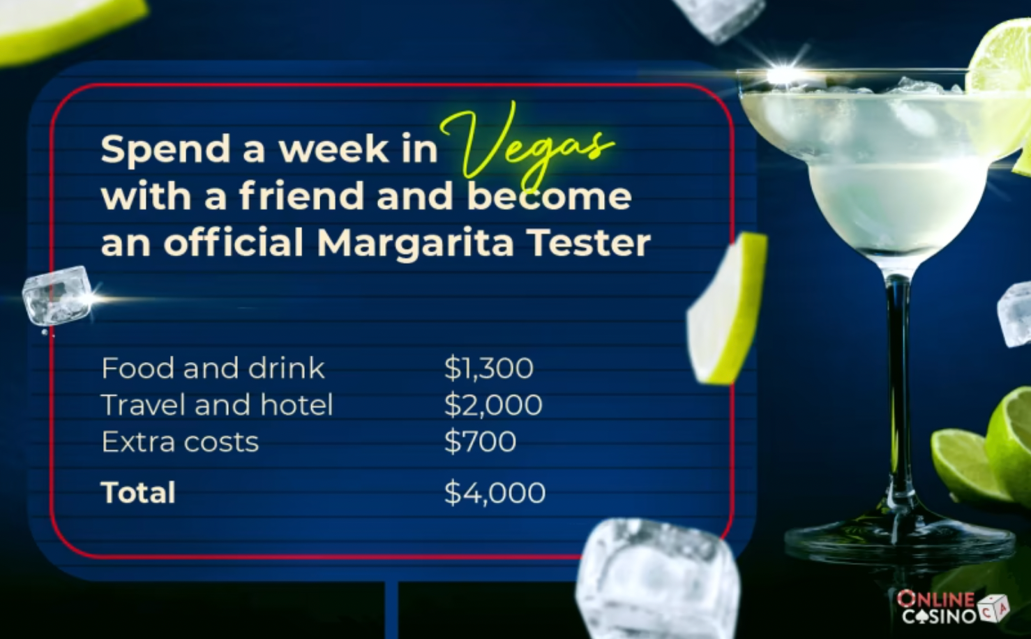 Margarita Tester job for you and your friend to be paid over £3000 to travel  to Las Vegas