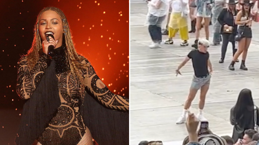 Singer Beyonce has avoided a nip slip thanks to her dancer, from Les Twins,  while on stage in Germany