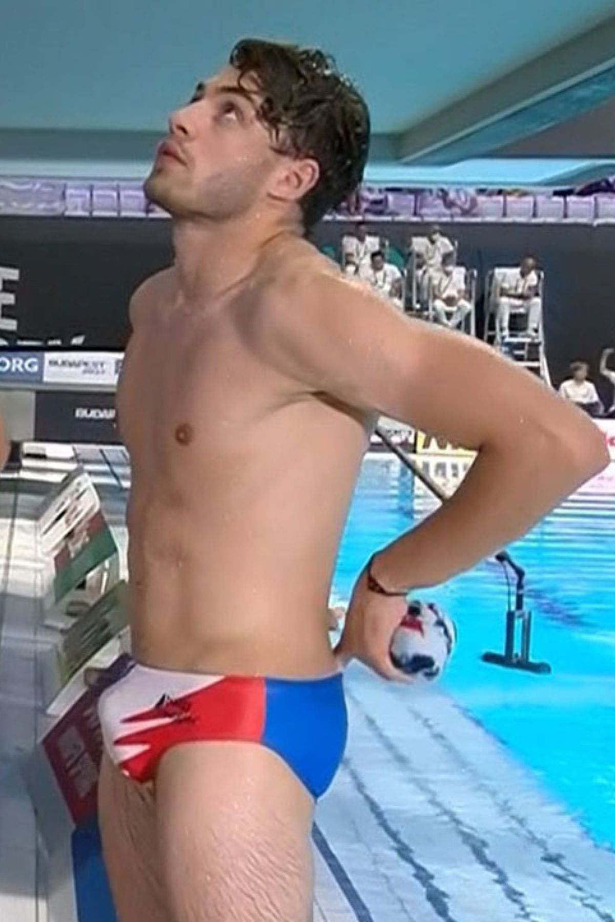 Olympic swimmer whose trunks left viewers in disbelief reacts to going viral