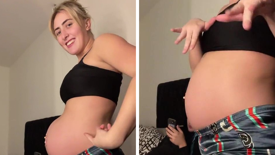 Pregnant woman captures on video the moment her bump 'dropped