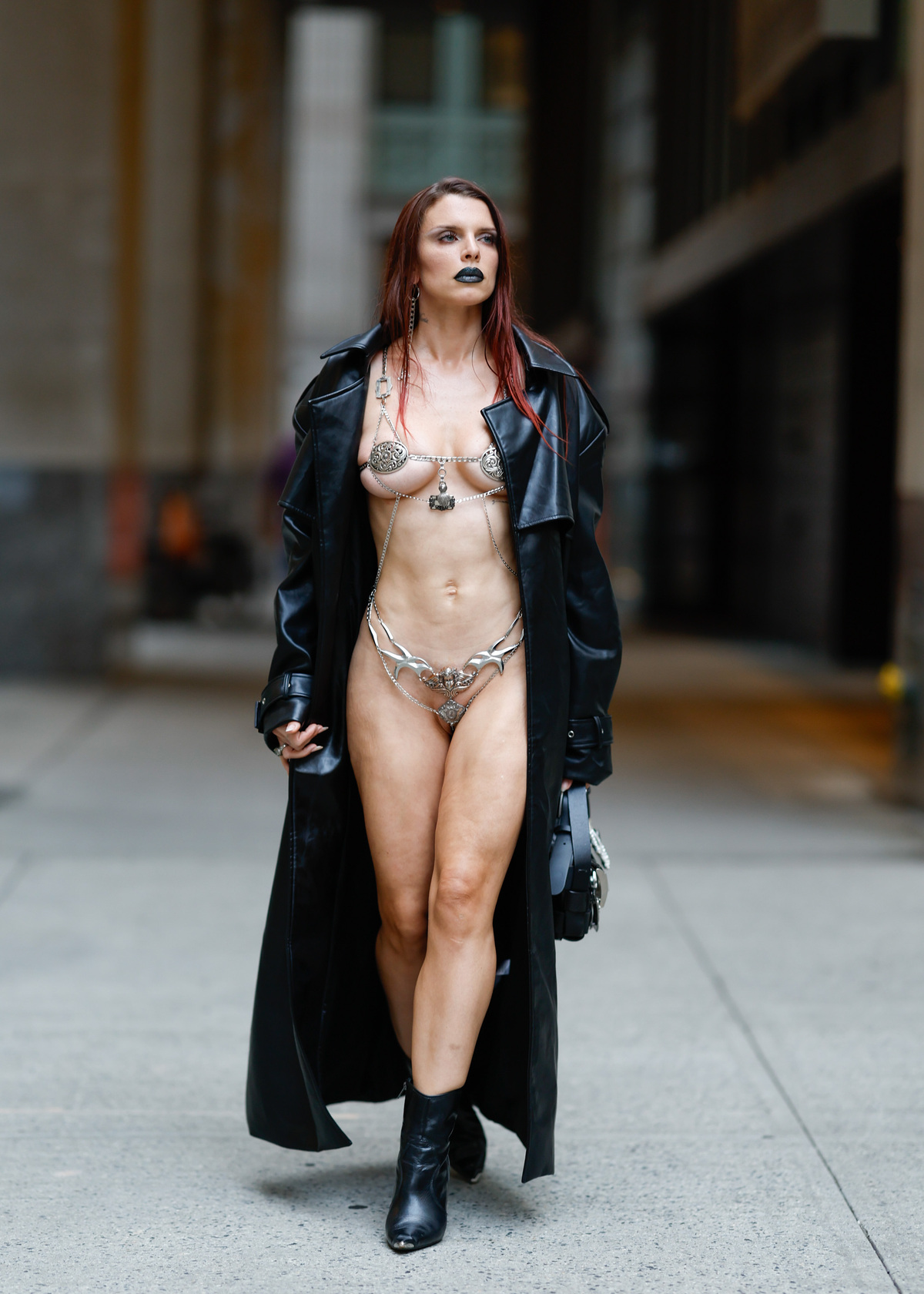 Julia Fox Takes Naked Dressing Up a Notch at PLT x Naomi Campbell