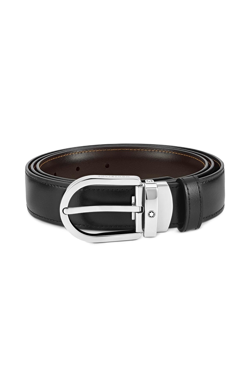 Montblanc Horseshoe Buckle Black/brown 30 Mm Reversible Leather Belt ...