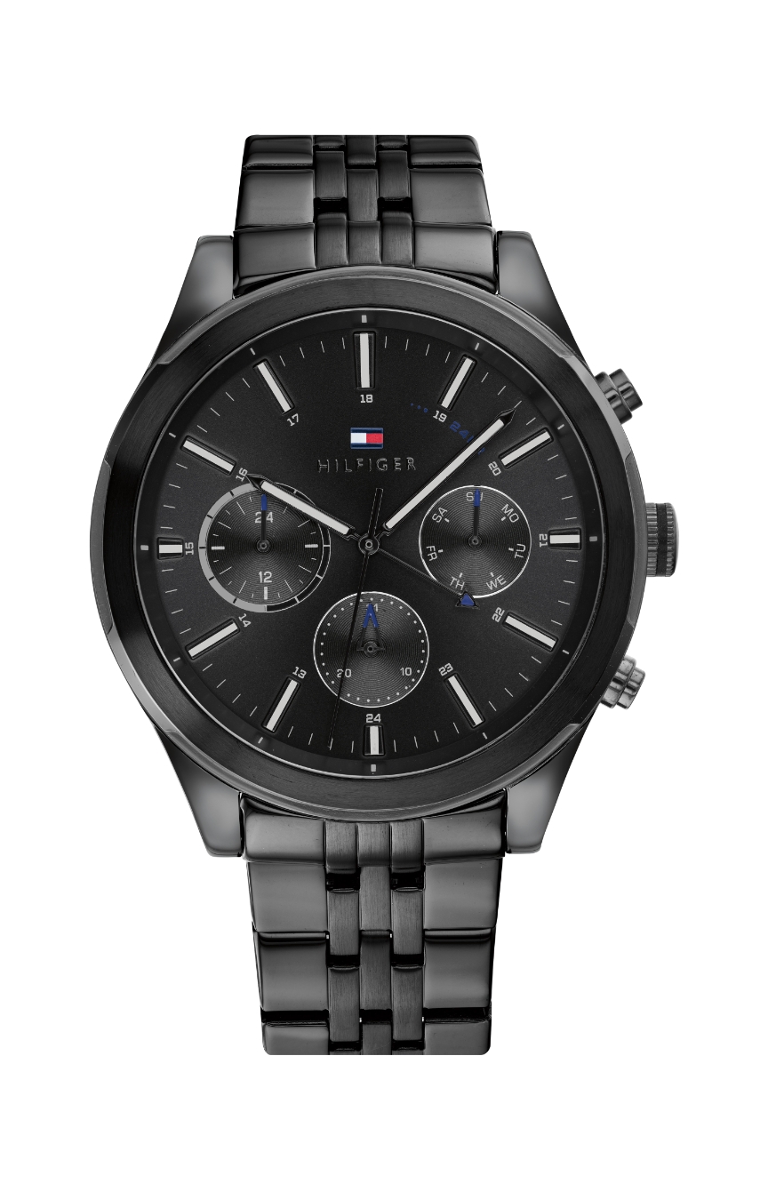 tommy hilfiger black metal watches