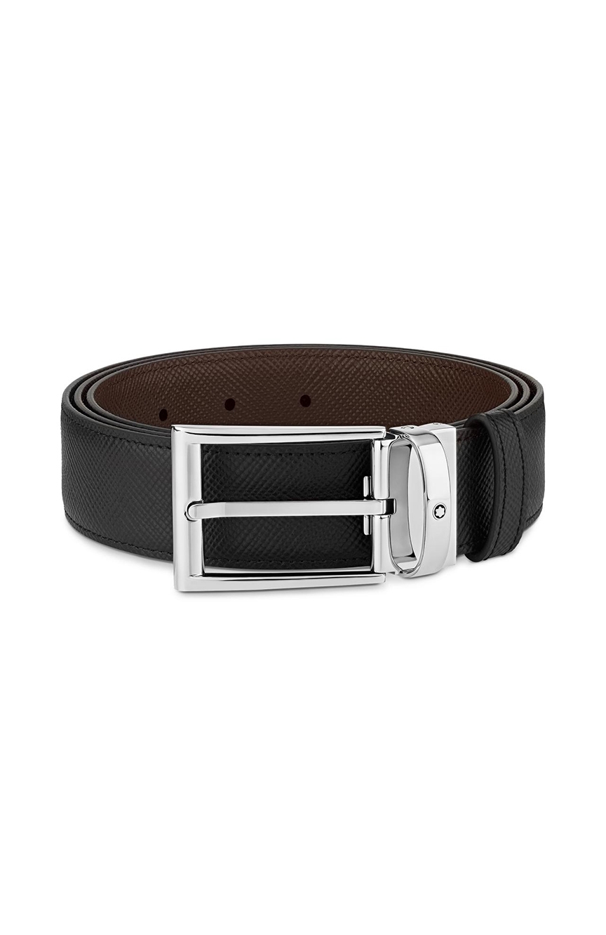 Montblanc Black/dark brown reversible cut-to-size business belt ...