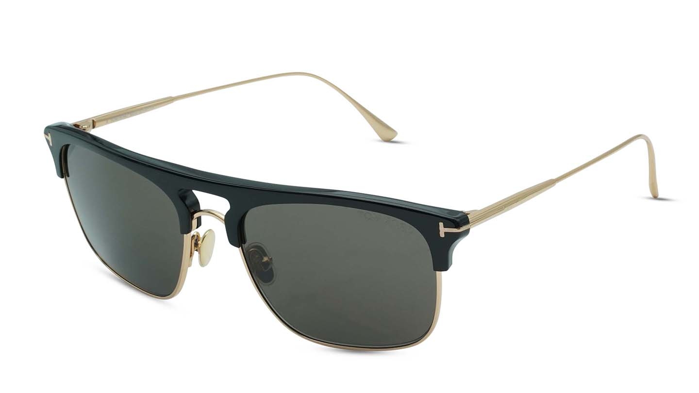 Tom Ford Men Browline Shiny Black Sunglass 