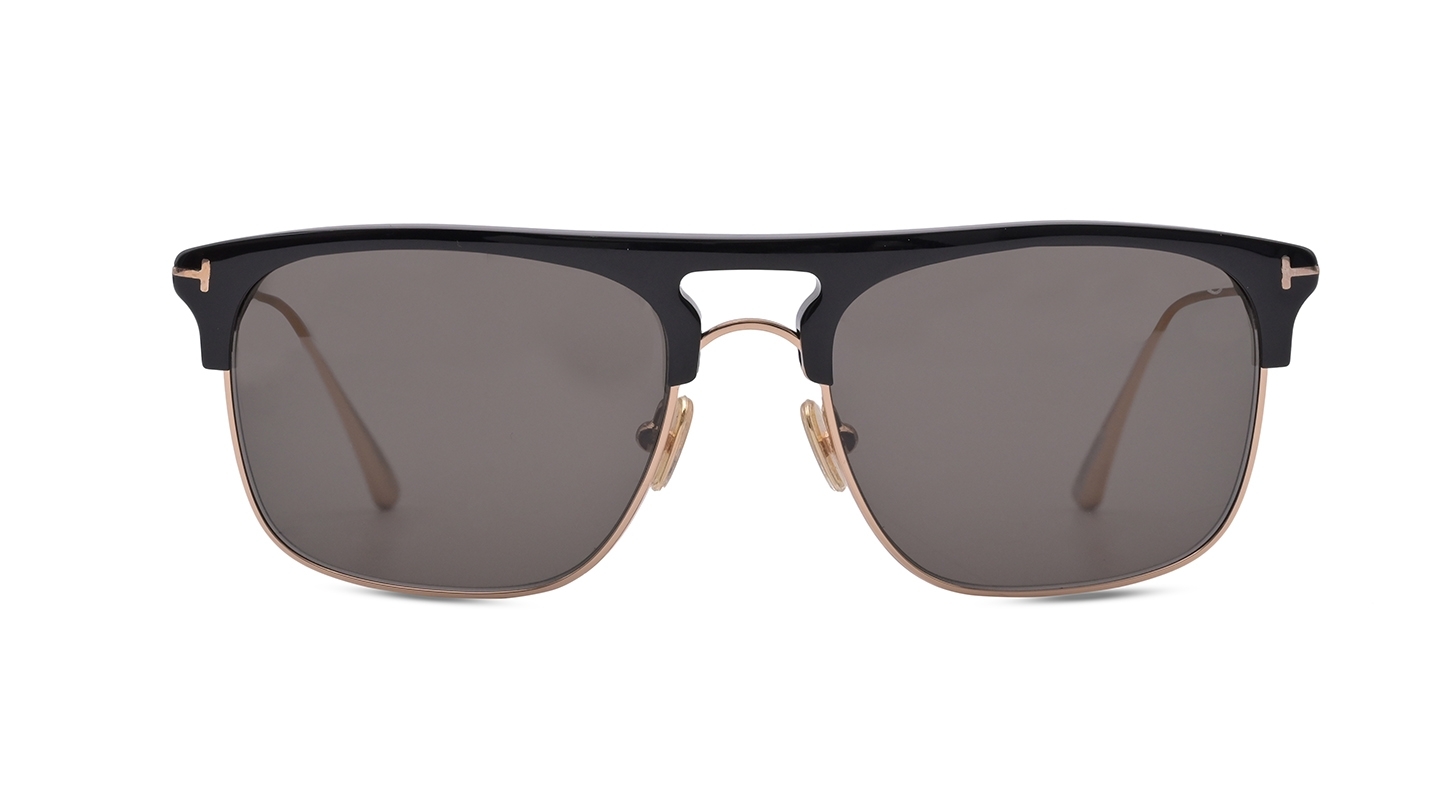 Tom Ford Men Browline Shiny Black Sunglass 